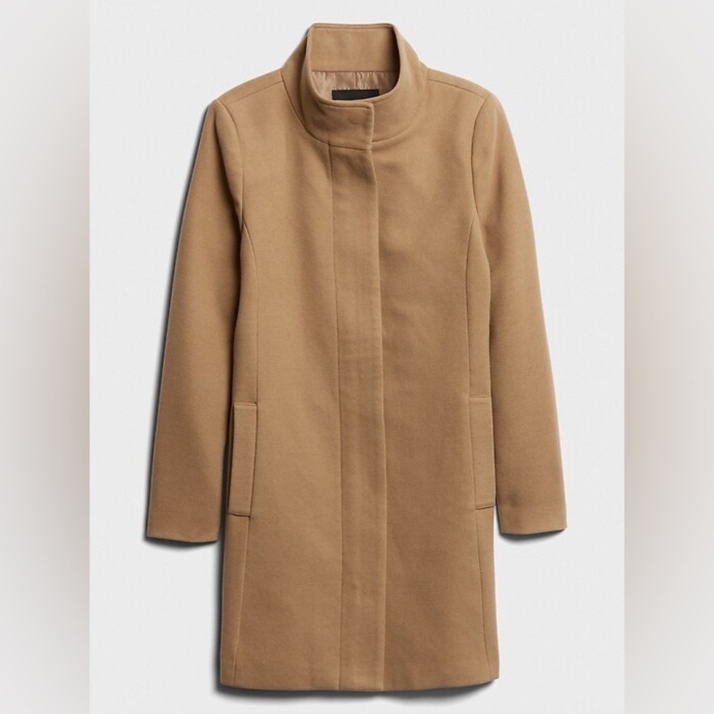 Anthology Funnel Neck Single-Breasted Long Coat Camel Color with Woman size 26 - Picture 2 of 10